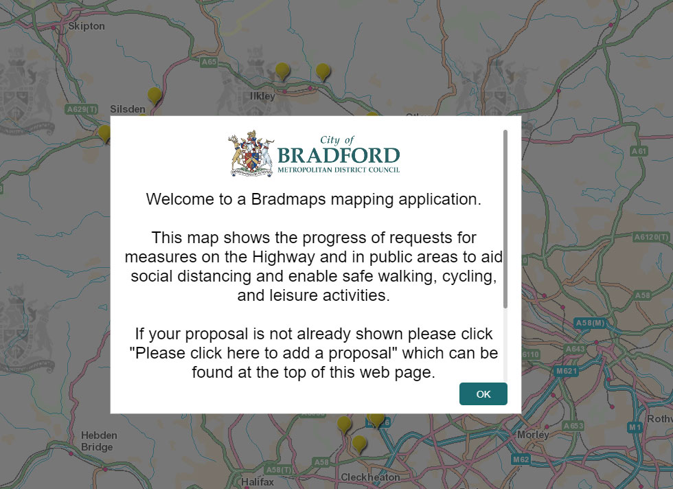 Screenshot from Bradford's Map System