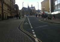 Contra-flow cycle lane in Bradford